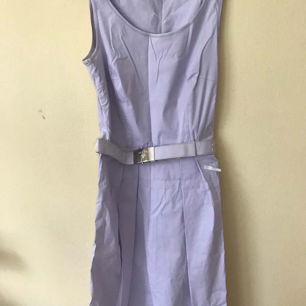 Prada Light Lavender Belted Midi Dress 2 - Picture 6 of 6
